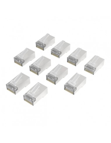 Hama Essential Pack de 10 Terminales RJ45 - Cat 6A - Apantallado - Velocidad hasta 10 Gbps - Color Plata
