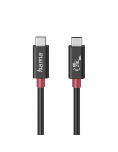 Hama Essential Cable USB-C Macho - Potencia Maxima 240W - Longitud 1m - Velocidad hasta 80Gbps - Blindaje Doble - Color Negro