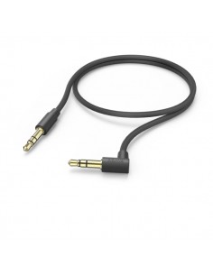 Hama Cable de Audio Acodado 90Â-- Jack 3.5mm Macho - Longitud 0.5m - Estereo - Contactos Chapados en Oro - Color Negro