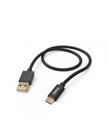 Hama Fabric Cable USB - Longitud 1.5m - USB-A Macho - USB-C Macho - Nailon - Velocidad hasta 480Mbps - Chapado en Oro - Color