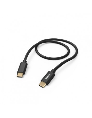 Hama Fabric Cable USB-C Macho - Potencia Maxima 60W - Longitud 1.5m - Nailon - Velocidad hasta 480Mbps - Chapado en Oro -