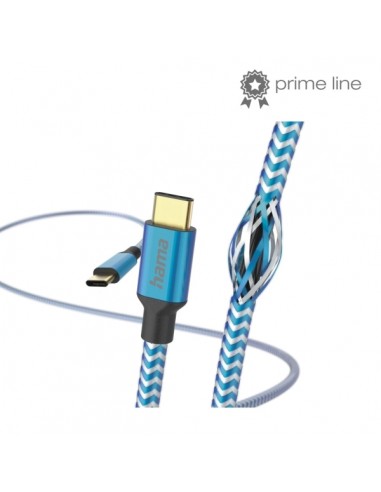 Hama Reflective Cable USB-C Macho - Potencia Maxima 60W - Longitud 1.5m - Nailon - Velocidad hasta 480Mbps - Chapado en Oro -