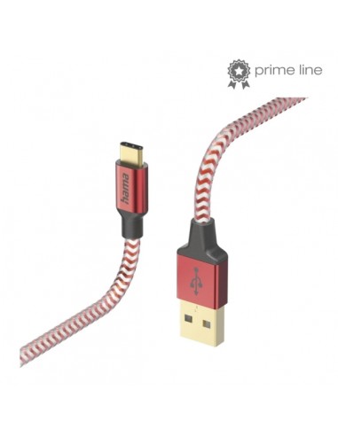 Hama Reflective Cable USB - Longitud 1.5m - USB-A Macho - USB-C Macho - Nailon - Velocidad hasta 480Mbps - Chapado en Oro -