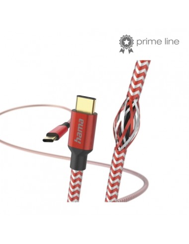 Hama Reflective Cable USB-C Macho - Potencia Maxima 60W - Longitud 1.5m - Nailon - Velocidad hasta 480Mbps - Chapado en Oro -
