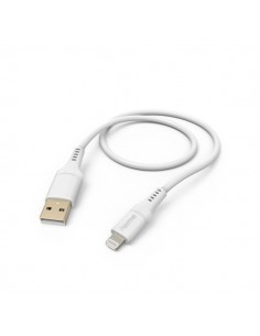 Hama Cable de Carga - USB-A Macho - Lightning Macho - Longitud 1.5m - Silicona - Velocidad hasta 480Mbps - Color Blanco