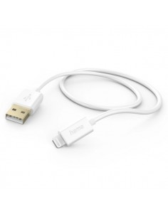 Hama Cable de Carga - USB-A Macho - Lightning - Longitud 1.5m - Velocidad hasta 480Mbps - Chapado en Oro - Color Blanco