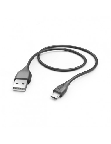 Hama Cable USB - USB-A Macho - Micro-USB Macho - Longitud 1m - Velocidad hasta 480Mbps - Niquelado - Color Negro