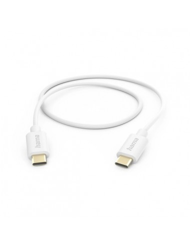 Hama Cable USB-C Macho - Potencia Maxima 60W - Longitud 1m - Velocidad hasta 480Mbps - Chapado en Oro - Color Blanco