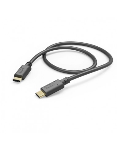 Hama Cable USB-C Macho - Potencia Maxima 60W - Longitud 1.5m - Velocidad hasta 480Mbps - Chapado en Oro - Color Negro