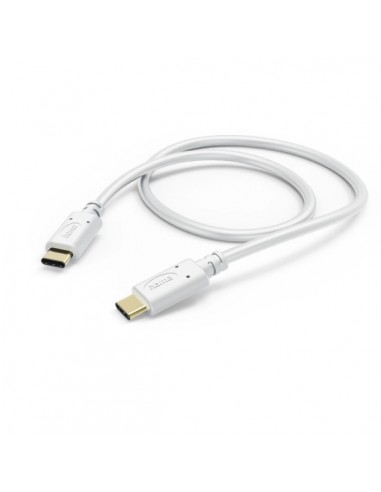Hama Cable USB-C Macho - Potencia Maxima 60W - Longitud 1.5m - Velocidad hasta 480Mbps - Chapado en Oro - Color Blanco