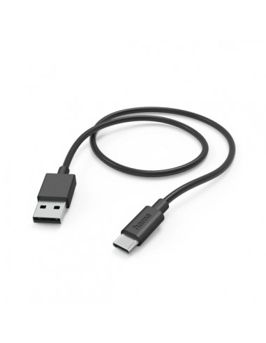 Hama Cable USB - Longitud 1m - USB-A Macho - USB-C Macho - Velocidad hasta 480Mbps - Niquelado - Color Negro
