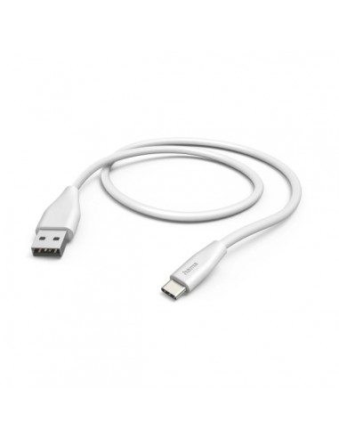 Hama Cable USB - USB-A Macho - USB-C Macho - Longitud 1.5m - Velocidad hasta 480Mbps - Niquelado - Color Blanco