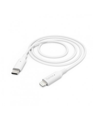 Hama Cable de Carga - USB-C Macho - Lightning - Longitud 1m - Velocidad hasta 480Mbps - Niquelado - Color Blanco