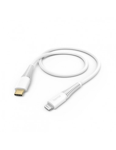 Hama Cable de Carga - USB-C - Ligthning - Velocidad hasta 480Mbps - Longitud 1.5m - Intensidad Maxima 3A - Color Blanco