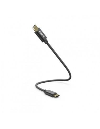 Hama Cable USB-C Macho - Potencia Maxima 60W - Longitud 0.2m - Velocidad hasta 480Mbps - Chapado en Oro - Color Negro