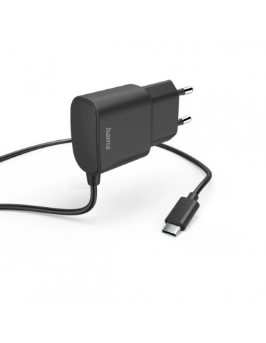 Hama Cargador USB-C - Potencia 12W - Cable Integrado 1m - Color Negro