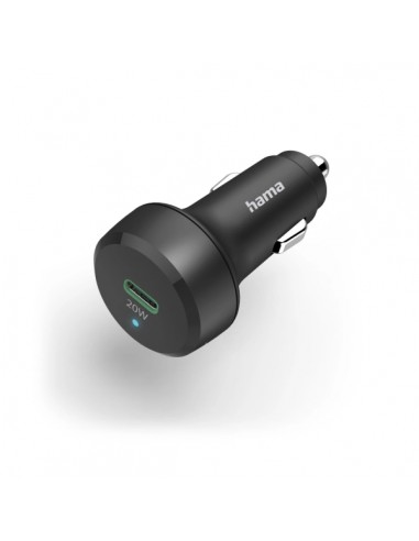 Hama Cargador de Coche 20W - Pantalla LED - Power Delivery - USB-C - Qualcomm 2.0 - Color Negro