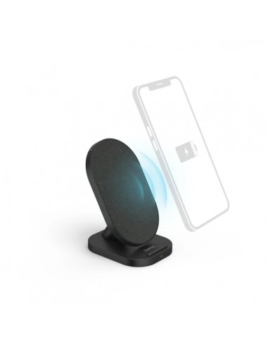 Hama QI-FC10S-Fab Cargador Inalambrico - Potencia 10W - USB-C - Indicador LED - Carga Rapida - 109x65x82mm - Color Negro