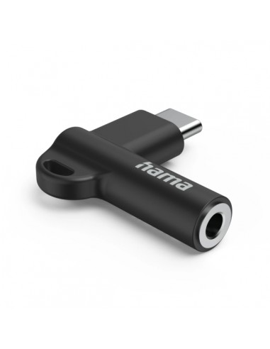 Hama Adaptador Acodado - 90Â-- USB-C Macho - Jack 3.5mm Hembra - Color Negro
