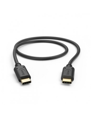 Hama Cable USB-C Macho - Potencia Maxima 60W - Longitud 0.5m - Velocidad hasta 480Mbps - Chapado en Oro - Color Negro
