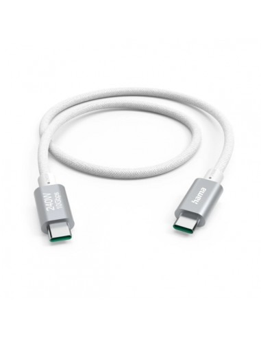 Hama Full-Featured Cable USB-C - Potencia Maxima 240W - Longitud 1.5m - Velocidad hasta 10Gbps - Blindaje Doble - Color Blanco