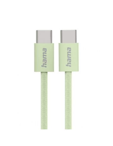 Hama Fabric Cable USB-C Macho - Potencia Maxima 60W - Longitud 1m - Nailon - Velocidad hasta 480Mbps - Blindado - Color Verde