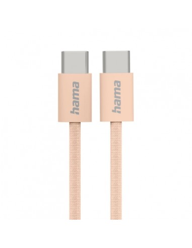 Hama Fabric Cable USB-C Macho - Potencia Maxima 60W - Longitud 1m - Nailon - Velocidad hasta 480Mbps - Blindado - Color