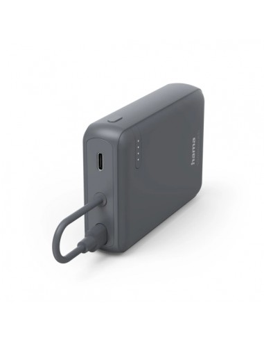Hama Travel Bateria Externa Powerbank 10000mAh - Polimero de Litio - USB-C - Cable Integrado - Carga Rapida - 2 Conexiones de