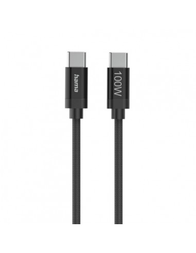 Hama Fabric Cable USB-C Macho - Potencia Maxima 100W - Longitud 1.5m - Nailon - Velocidad hasta 480Mbps - Blindaje Doble -