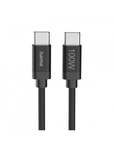 Hama Fabric Cable USB-C Macho - Potencia Maxima 100W - Longitud 3m - Nailon - Velocidad hasta 480Mbps - Blindaje Doble -