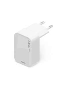 Hama Cargador de Pared - 30W - USB-C - Plegable - Power Delivery - GaN - Qualcomm - Color Blanco