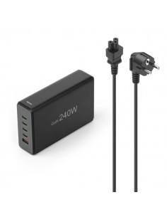 Hama Estacion de Carga USB - Cable 1.5m - 4x USB-C - USB-A - Power Delivery - Qualcomm - GaN - 7.9x12x3.5cm - Color Negro