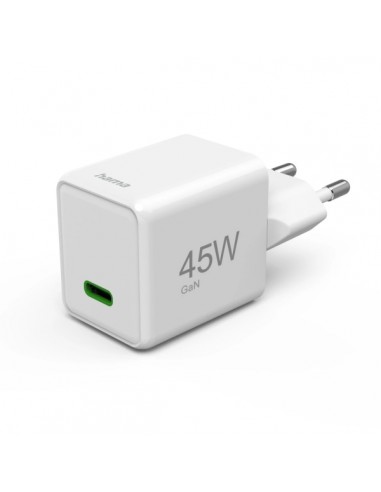 Hama Cargador de Pared - Potencia 45W - USB-C - GaN - Power Delivery - Qualcomm - Color Blanco
