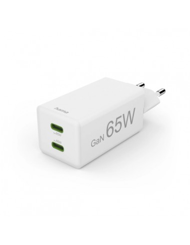 Hama Cargador de Pared - Potencia 65W - USB-C - GaN - Power Delivery - Qualcomm - GaN - Color Blanco