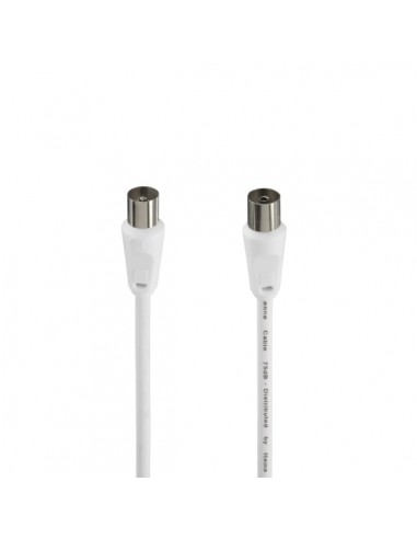 Hama Entry Cable Coaxial de Antena Macho Hembra - Longitud 3m - Apantallamiento 75dB - Impedancia 75Ohm - Color Blanco
