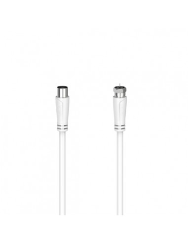 Hama Essential Cable Coaxial de Antena - Longitud 1.5m - Coaxial Hembra - Conector F Macho - Doble Blindaje - Apantallamiento
