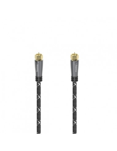Hama Prime Cable Coaxial de Antena - Longitud 1.5m - Terminales Chapados en Oro - Conector F Macho - Apantallamiento 120dB -