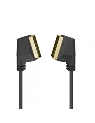 Hama Essential Cable de Audio y Video - Longitud 1.5m - 2x Euroconector Scart - Contactos Chapados en Oro - Color Negro