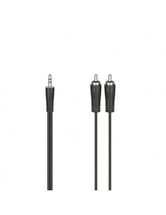 Hama Essential Cable de Audio - 2x RCA Macho - Jack 3.5mm Macho - Longitud 75cm - Estereo - Color Negro