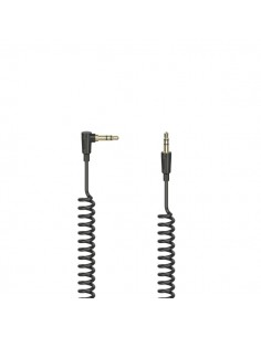 Hama Essential Cable de Audio en Espiral Acodado 90Â-- Longitud 1.5m - Estereo - Jack 3.5mm Macho - Color Negro