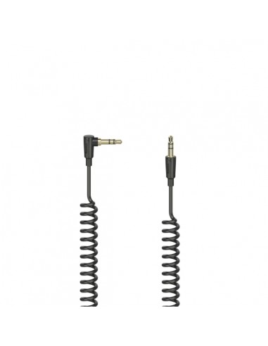 Hama Essential Cable de Audio en Espiral Acodado 90Â-- Longitud 1.5m - Estereo - Jack 3.5mm Macho - Color Negro