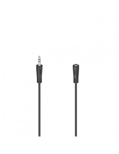 Hama Essential Cable de Extension de Audio - Longitud 3m- Estereo - Jack 3.5mm Macho - Jack 3.5mm Hembra - Color Negro