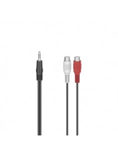 Hama Essential Cable de Audio - 2x RCA Hembra - Jack 3.5mm Macho - Longitud 10cm - Estereo - Color Negro