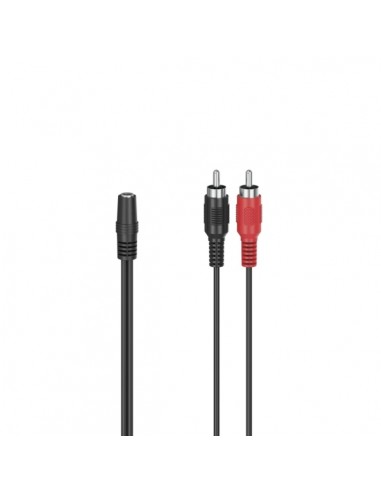 Hama Essential Cable de Audio - 2x RCA Macho - Jack 3.5mm Hembra - Longitud 12cm - Estereo - Color Negro
