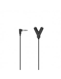 Hama Essential Cable de Audio - Jack 3.5mm Hembra x2 - Jack 3.5mm Macho - Longitud 12cm - Color Negro