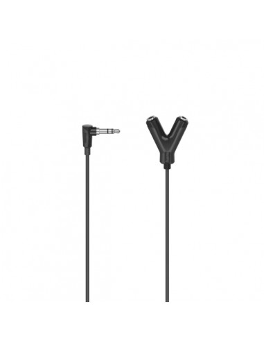 Hama Essential Cable de Audio - Jack 3.5mm Hembra x2 - Jack 3.5mm Macho - Longitud 12cm - Color Negro