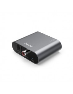 Hama Ac90 Convertidor de Audio Digital a Analogico - 5V - Cable 1m - RCA - Fibra Optica - 4.91x5.738x1.68cm - Color Plata