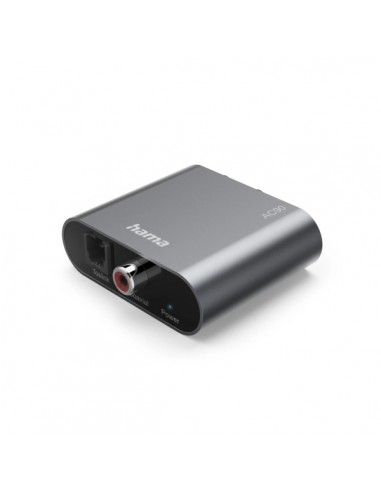 Hama Ac90 Convertidor de Audio Digital a Analogico - 5V - Cable 1m - RCA - Fibra Optica - 4.91x5.738x1.68cm - Color Plata