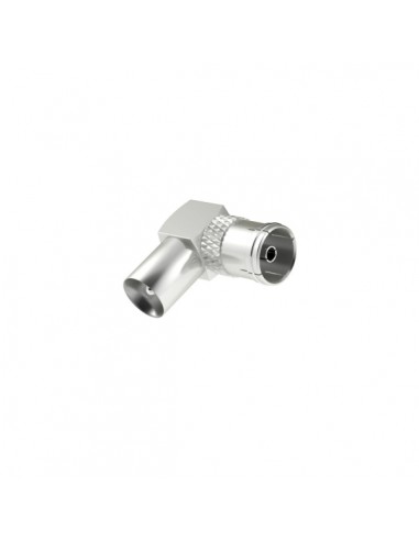 Hama Essential Adaptador Coaxial Acodado - 90Â-- Coaxial Hembra - Coaxial Macho - Color Plata