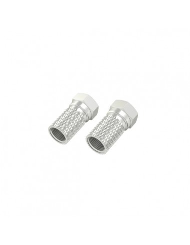 Hama Essential Pack de 2 Conectores F Macho - Cables hasta de 6.8mm - Fijacion con Tornillo - Color Plata